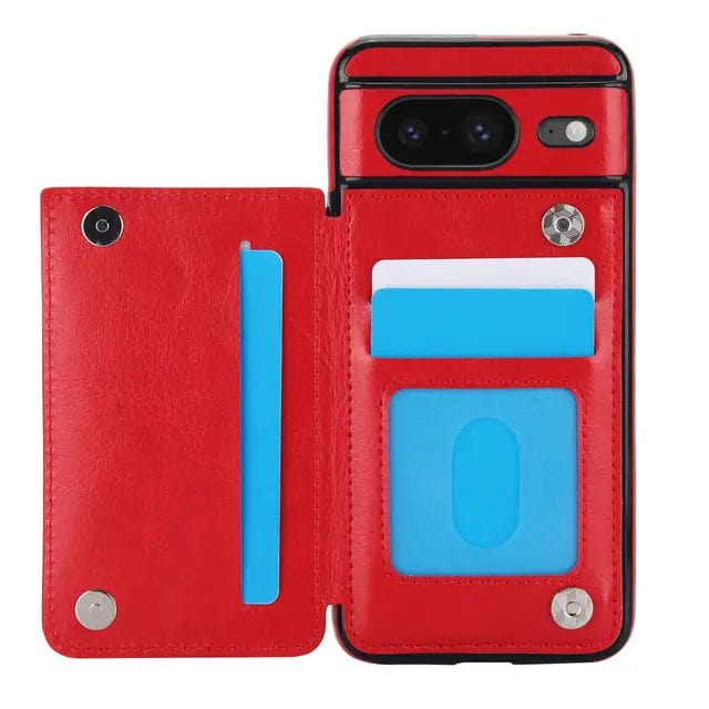 Leather Wallet Case For Google Pixel Red / Google Pixel 8 CM20240823-01-Pixel 8-Red