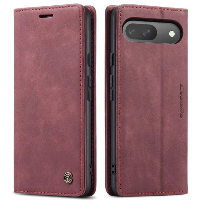 Slim Magnetic Leather Case For Google Pixel Wine Red / Google Pixel 9 Pro XL CM20240820-01-Pixel 9 Pro XL-Wine