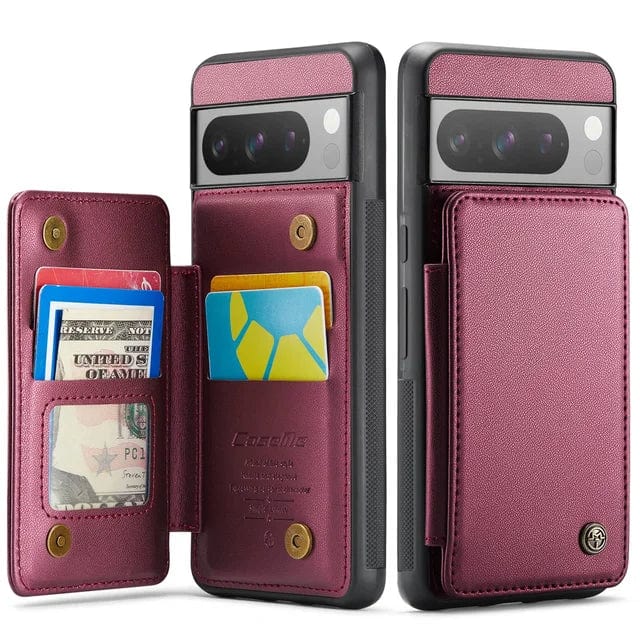 RFID Flip Leather Wallet Case For Google Pixel Google Pixel 9 Pro XL / Wine Red CM20240818-03-Pixel 9 Pro XL-Wine