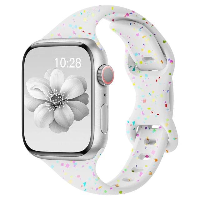Slim Silicone Sports Watch Band White / Series 10 : 42 - 38mm 40mm & 41 mm DP07121S02