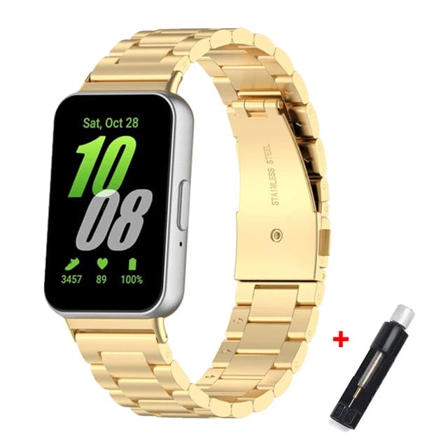 Stainless Steel Watch Band For Samsung Fit 3 Gold with Adjuster tool DX240323104&DP18111200