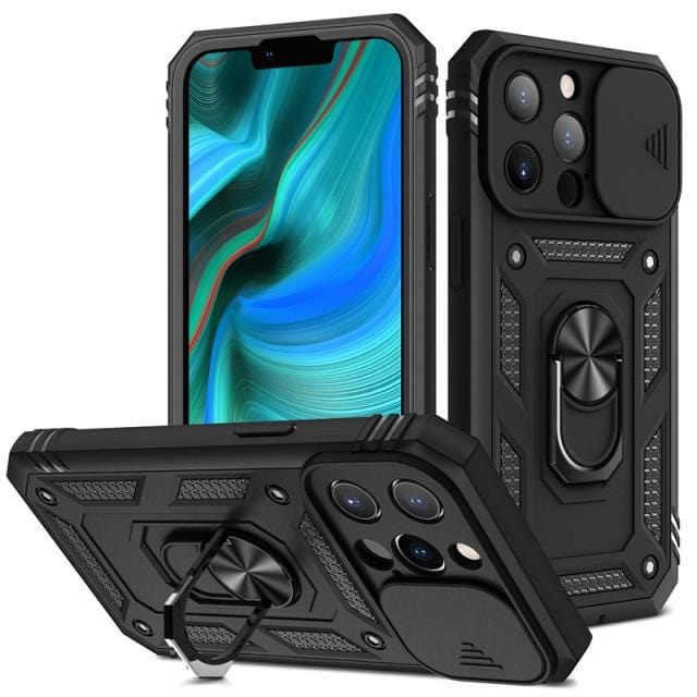 Heavy Duty Magnetic Phone Case With Camera Cover iPhone 16 Pro / Black CM20211012-02-iPhone 16Pro-Black