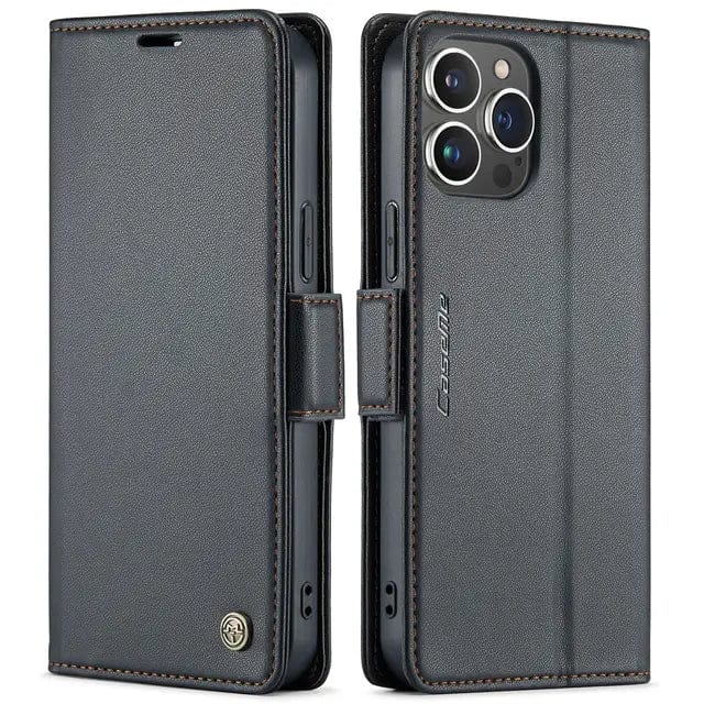 RFID Leather Card Holder Phone Case iPhone 15 / Black CM20231116-06-iPhone 15-Black