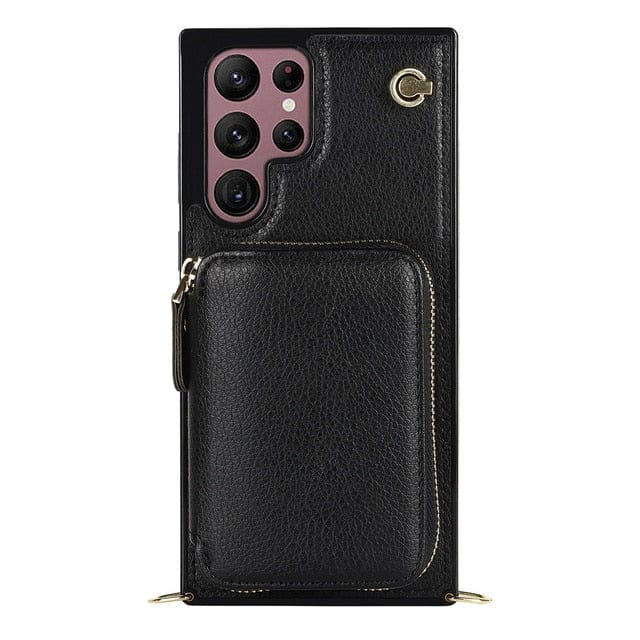 Leather Wallet Case With Lanyard For Samsung Galaxy Galaxy Note 9 / Black CM20230714-B-02-Samsung Note 9-Black