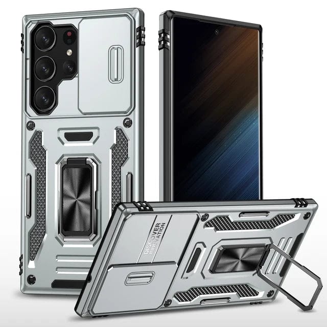 Magnetic Case With Kickstand & Camera Cover For Samsung S Series Galaxy S24 / Silver CM20221010-B-05-Samsung S24-Silver