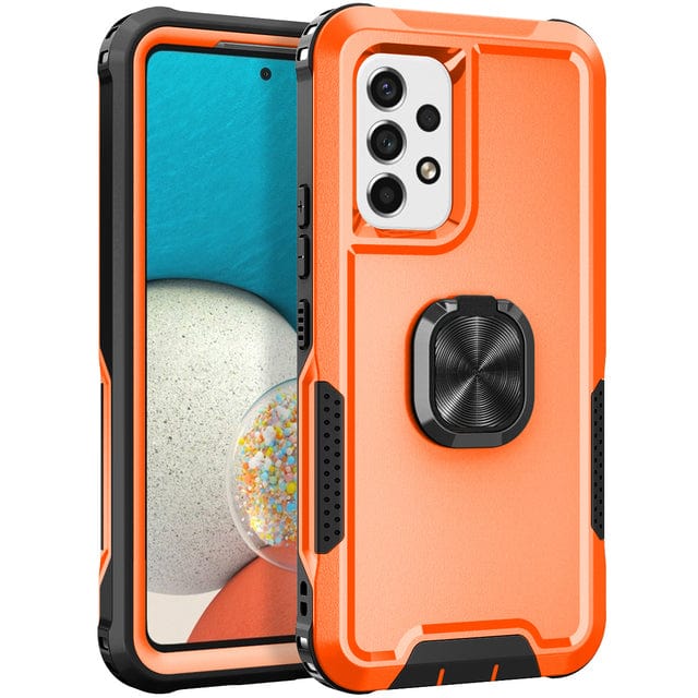 Heavy Duty Magnetic Case With Ring Grip For Samsung Galaxy Galaxy S23 / Orange CM20230201-A-01-Samsung S23-Orange+Black