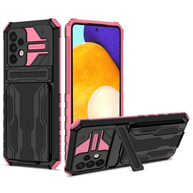 Copy of Shockproof Card Holder Case With Kickstand For Samsung A Series Samsung A34 5G / Pink