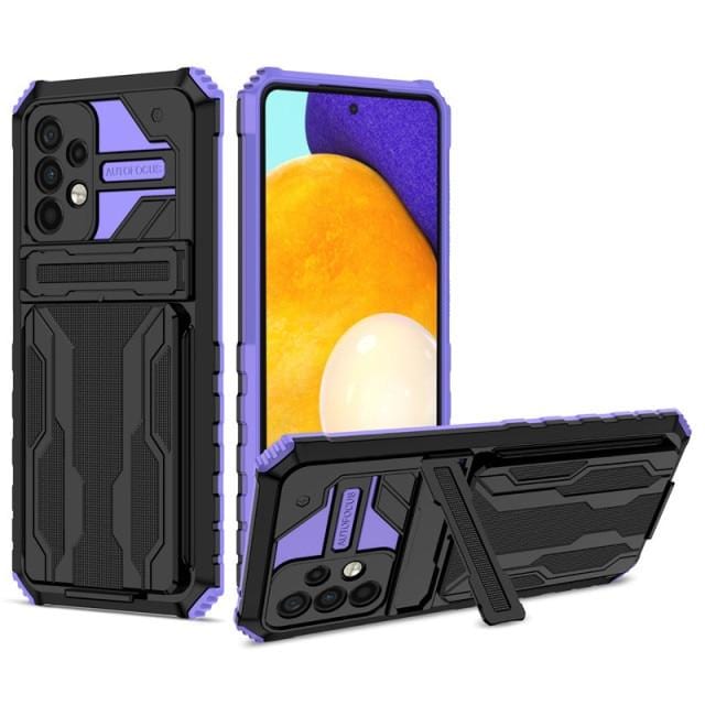 Copy of Shockproof Card Holder Case With Kickstand For Samsung A Series Samsung A34 5G / Purple