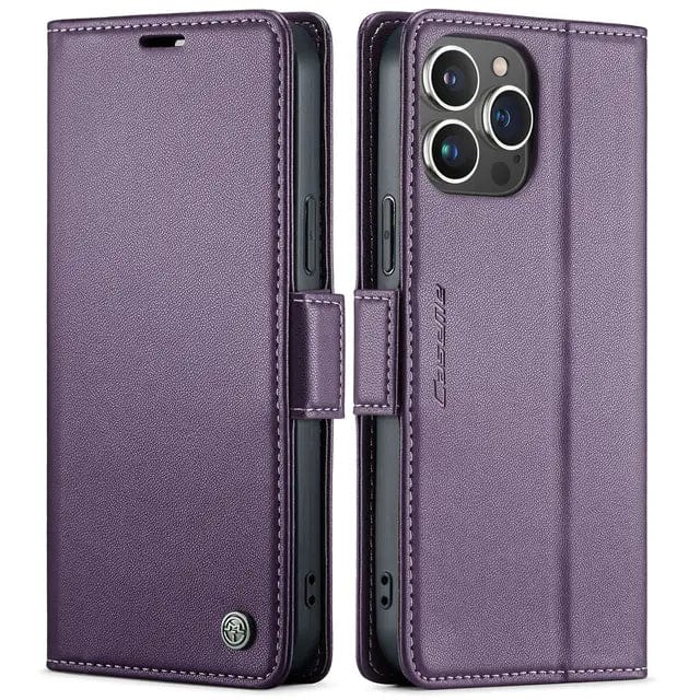 RFID Leather Card Holder Phone Case iPhone 15 / Purple CM20231116-06-iPhone 15-Purple