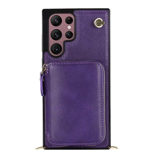 Leather Wallet Case With Lanyard For Samsung Galaxy Galaxy Note 9 / Purple CM20230714-B-02-Samsung Note 9-Purple