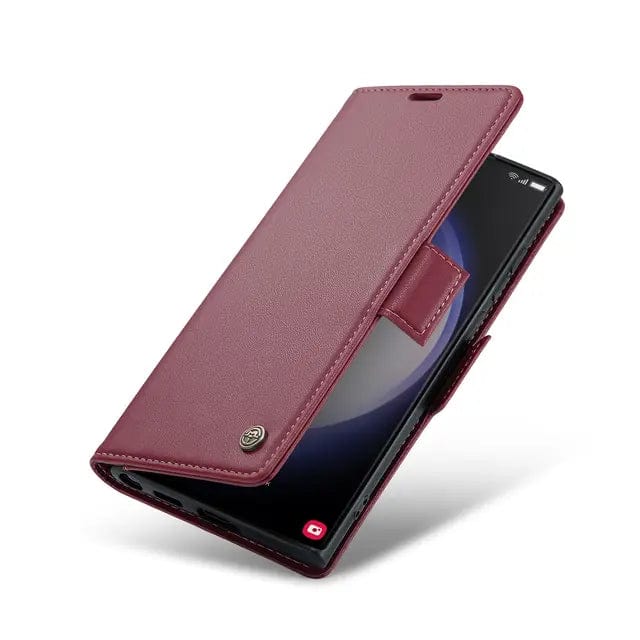 RFID Leather Card Holder Case For Samsung Galaxy Galaxy Note Plus / Wine Red CM20231116-06-Samsung Note 10 Plus-Wine