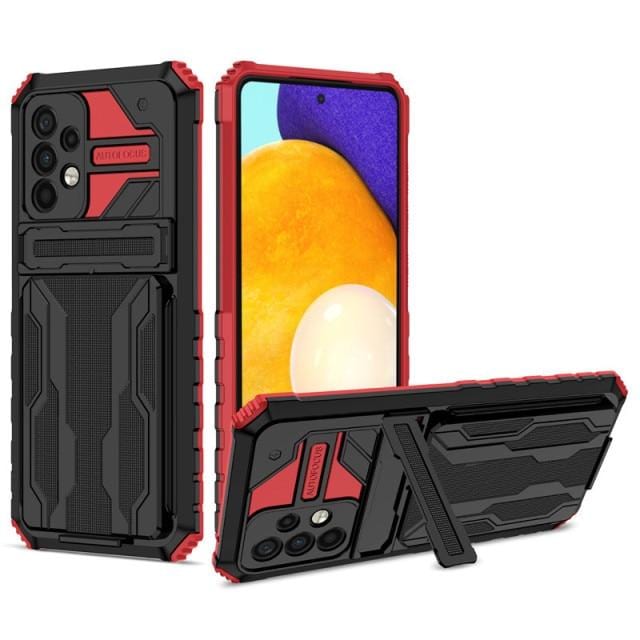 Copy of Shockproof Card Holder Case With Kickstand For Samsung A Series Samsung A34 5G / Red