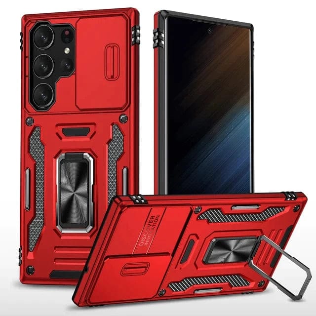 Magnetic Case With Kickstand & Camera Cover For Samsung S Series Galaxy S24 / Red CM20221010-B-05-Samsung S24-Red