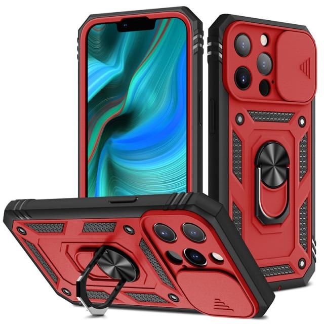 Heavy Duty Magnetic Phone Case With Camera Cover iPhone 16 Pro / Red CM20211012-02-iPhone 16Pro-Red
