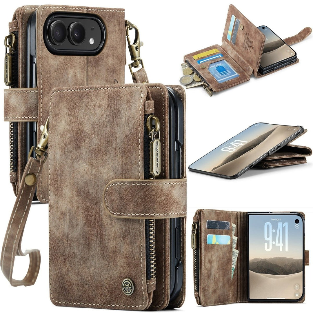 Zipper Leather Wallet Phone Case iPhone Duo Brown Parkfield Supplies
