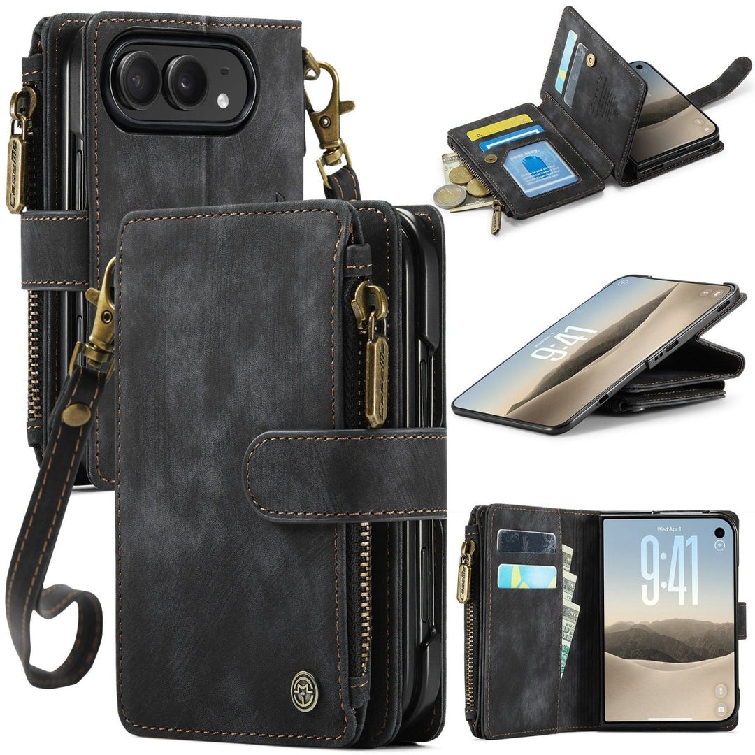 Zipper Leather Wallet Phone Case iPhone Duo Black Parkfield Supplies