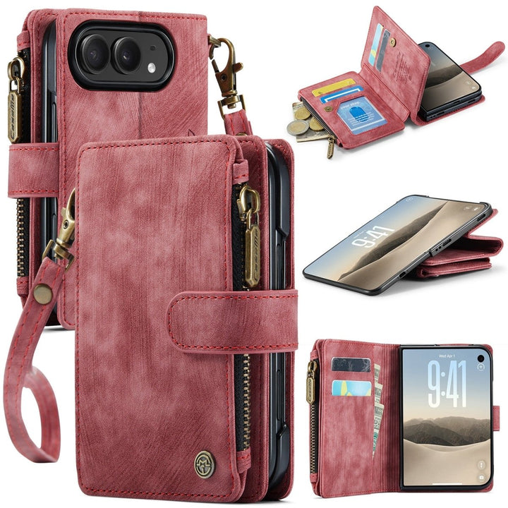 Zipper Leather Wallet Phone Case iPhone Duo Red Parkfield Supplies