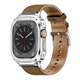 Leather Watch Band With Shockproof Case Brown Silver 41mm Parkfield Supplies