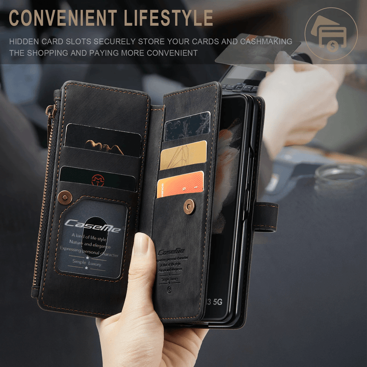Zipper Leather Wallet Case For Samsung Z Fold