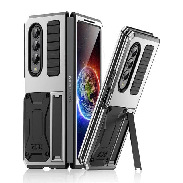 Heavy Duty Case with Kickstand For Samsung Z Fold Samsung Z Fold 4 (5G) / Silver M220810-01-Z Fold 4-Silver