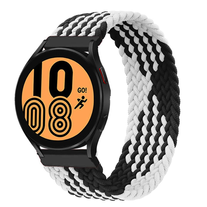 Braided Solo Loop Watch Band For Samsung Black White / 20mm / XXS DS201202S08-XXS