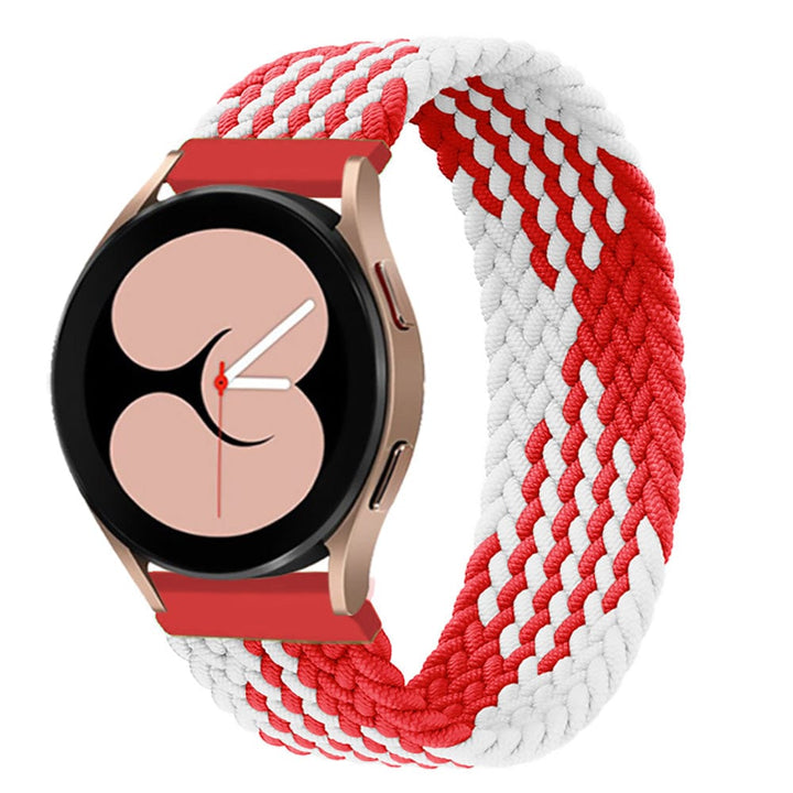Braided Solo Loop Watch Band For Samsung White Red / 20mm / XXS DS201202S09-XXS
