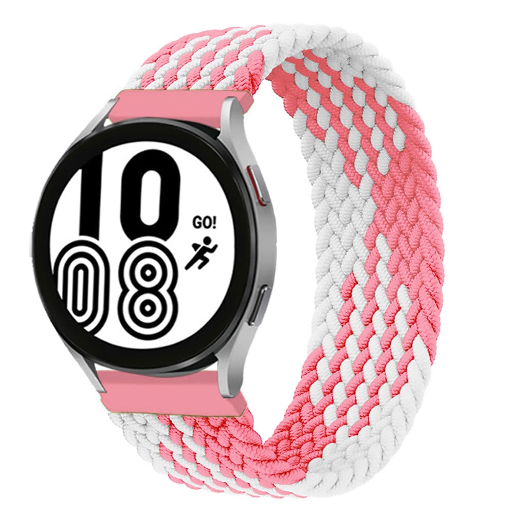 Braided Solo Loop Watch Band For Samsung White Pink / 20mm / XXS DS201202S11-XXS