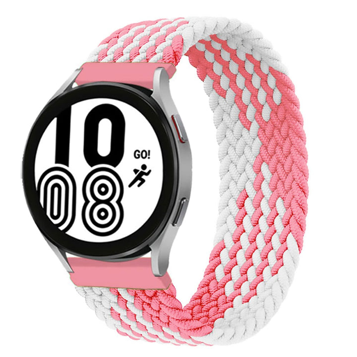 Braided Solo Loop Watch Band For Samsung White Pink / 20mm / XXS DS201202S11-XXS