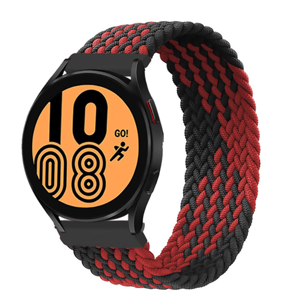 Braided Solo Loop Watch Band For Samsung Black Red / 20mm / XXS DS201202S07-XXS