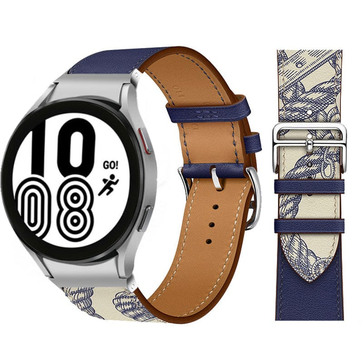 Leather Watch Band For Samsung Printed Blue / Galaxy Watch4 (40mm & 44mm) DX021014S12&DX021092401