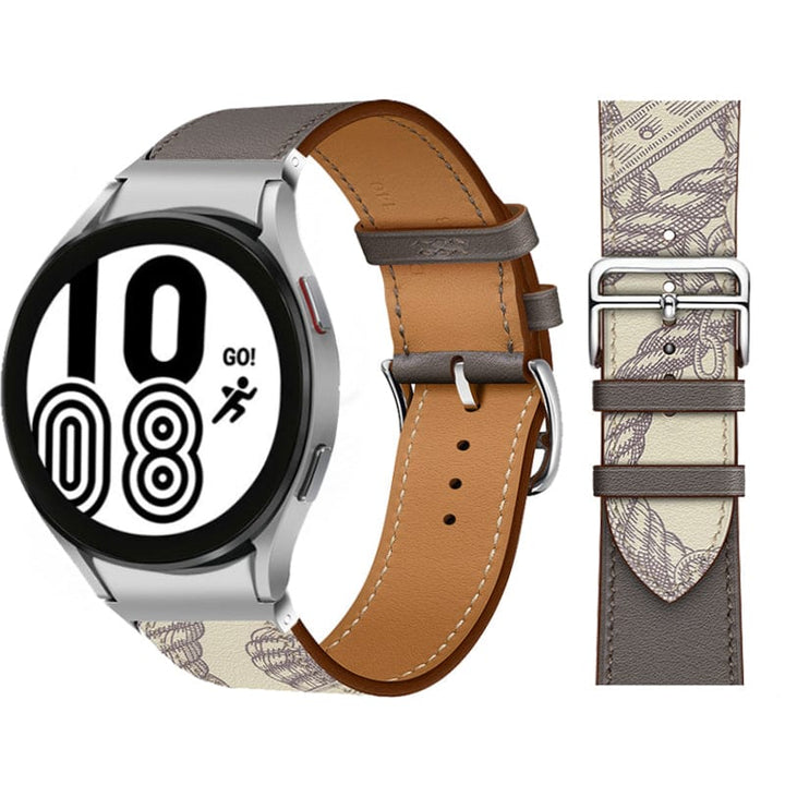 Leather Watch Band For Samsung Printed Gray / Galaxy Watch4 (40mm & 44mm) DX021014S13&DX021092401