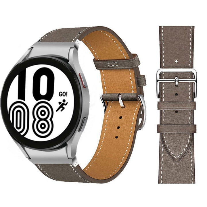 Leather Watch Band For Samsung Gray Brown / Galaxy Watch4 (40mm & 44mm) DX021014S04&DX021092401