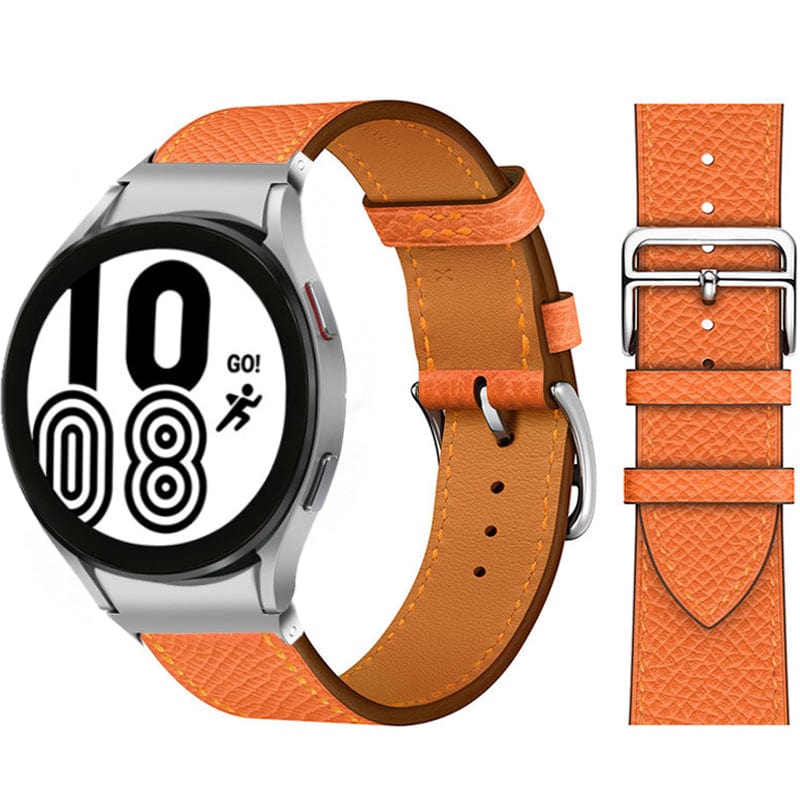 Leather Watch Band For Samsung Textured Orange / Galaxy Watch4 (40mm & 44mm) DX021014S07&DX021092401