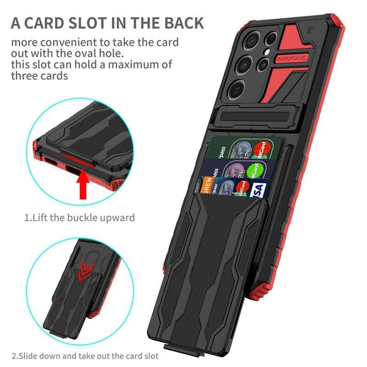 Shockproof Card Holder Case With Kickstand For Samsung Galaxy