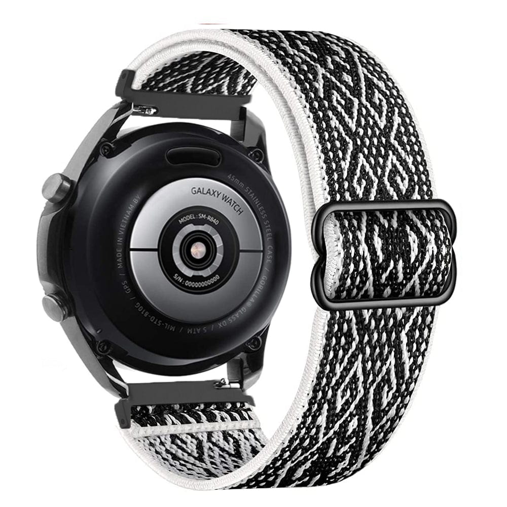 Adjustable Nylon Sports Watch Band For Samsung Boho Black White / 20mm DS2105242S16