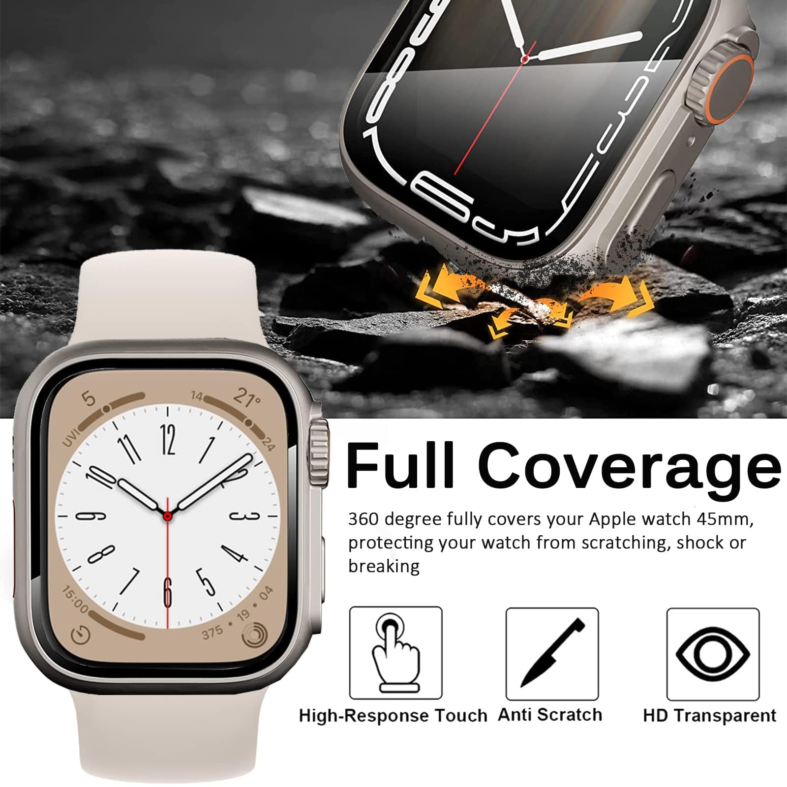 Tempered Glass Scratch Proof Case For Apple Watch