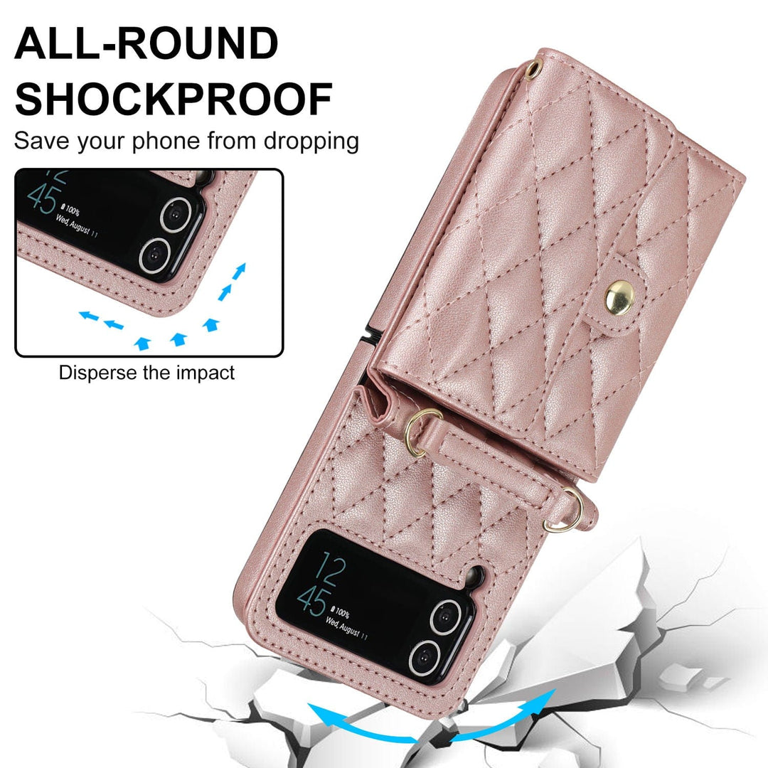 Crossbody Leather Wallet Case For Samsung Z Flip