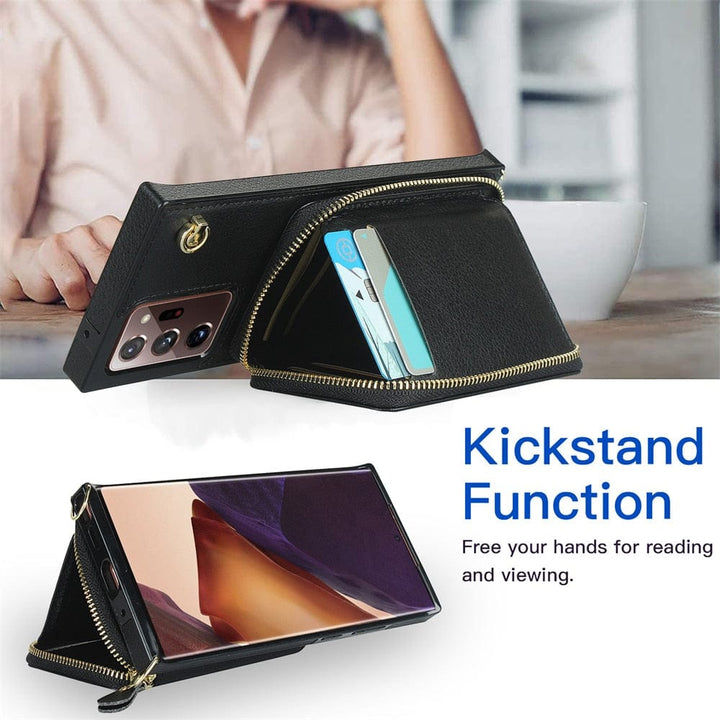 Leather Wallet Case With Lanyard For Samsung Note