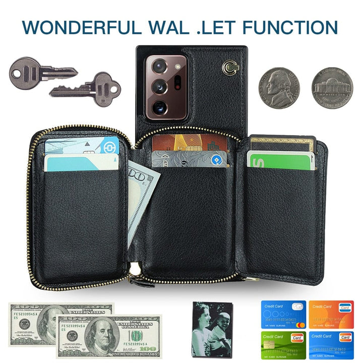 Leather Wallet Case With Lanyard For Samsung Note