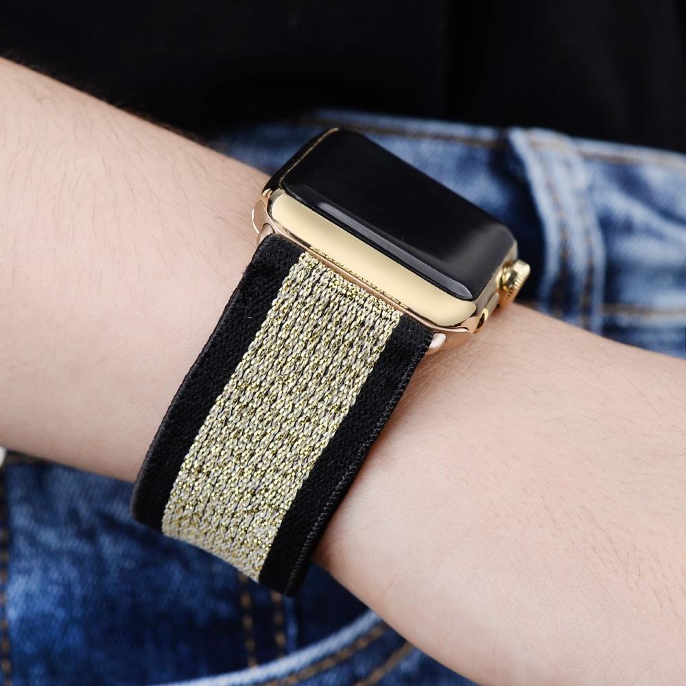 Elasticated Nylon Watch Band Black Gold / 38mm / 40mm / 41mm DP191033S53