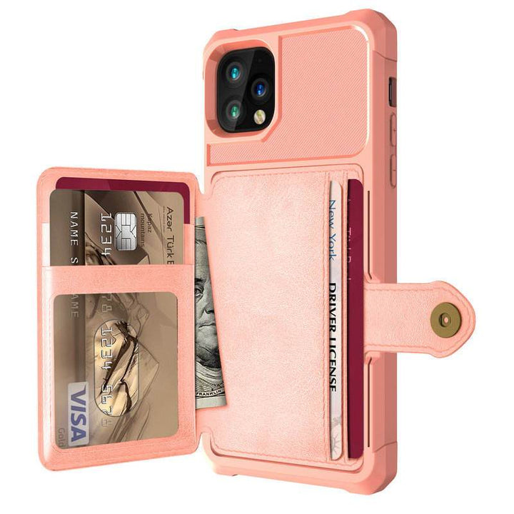Magnetic Leather Phone Wallet Case iPhone 14 / Rose Gold CM20510920-05-iPhone 14-Rose Gold