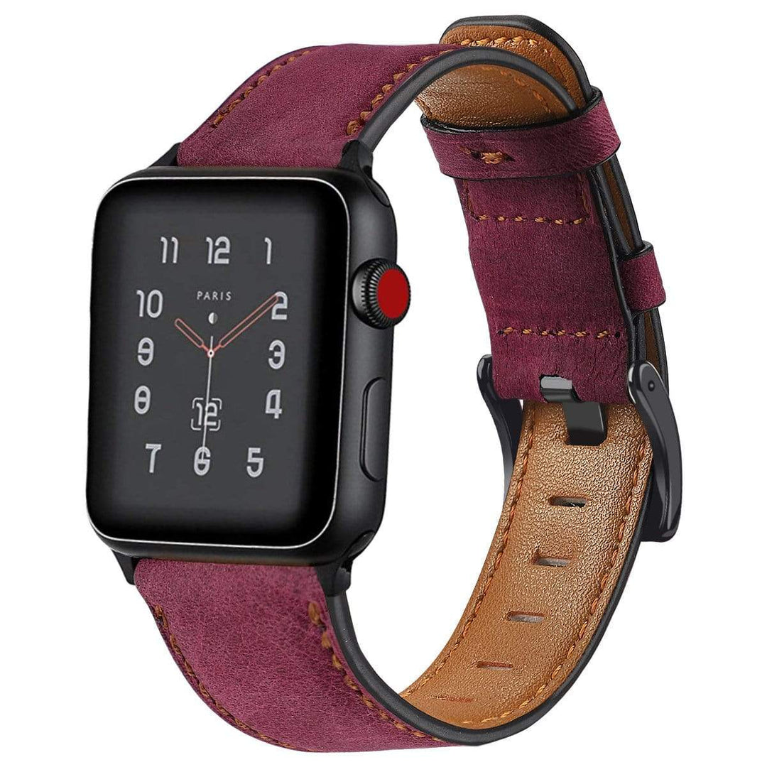 Cowhide Leather Watch Band Maroon / 38mm, 40mm & 41mm DP191214S07
