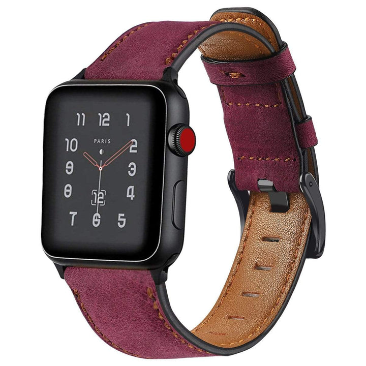 Cowhide Leather Watch Band Maroon / 38mm, 40mm & 41mm DP191214S07