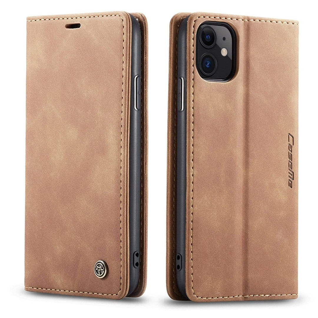 Leather Phone Wallet Case iPhone 14 Plus / Brown CM20230301-09-iPhone 14 Plus-Brown