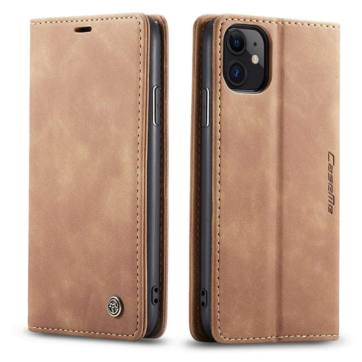 Leather Phone Wallet Case iPhone 14 Plus / Brown CM20230301-09-iPhone 14 Plus-Brown