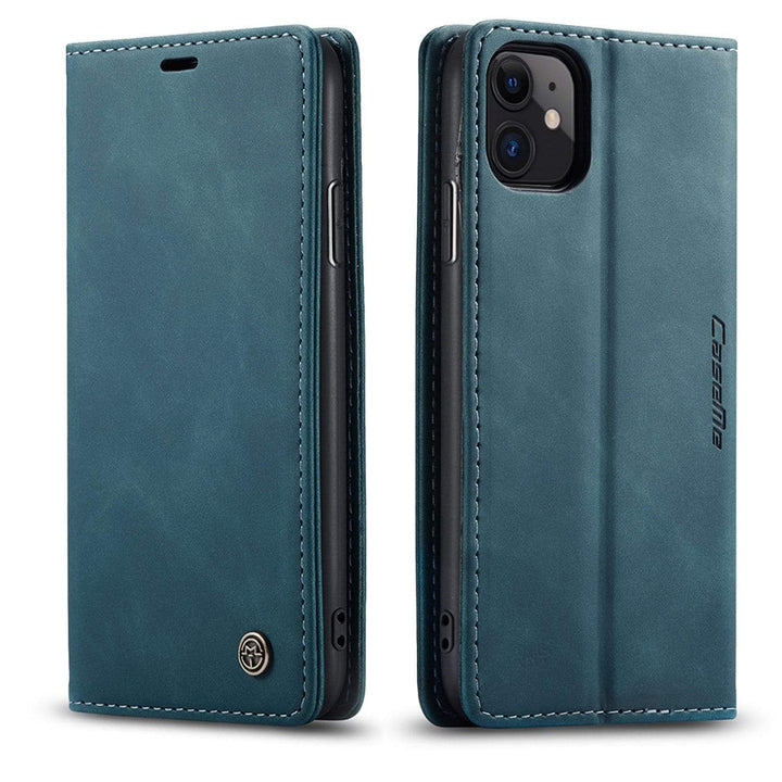 Leather Phone Wallet Case iPhone 14 Plus / Blue CM20230301-09-iPhone 14 Plus-Blue