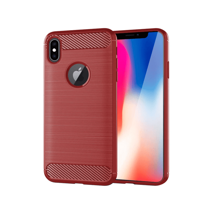 Slim Brushed Carbon Fiber Phone Case iPhone XS MAX / Red W210222A-XSM-Red