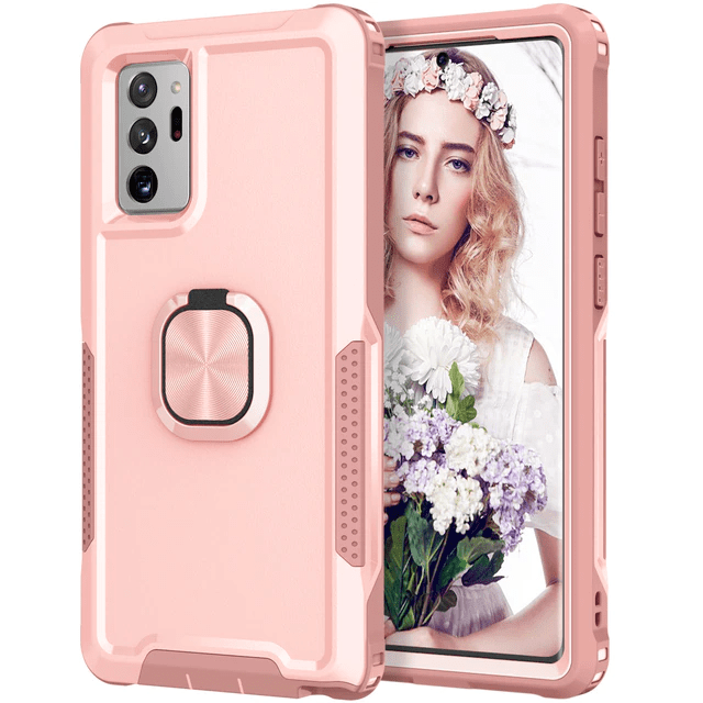 Heavy Duty Magnetic Case With Ring Grip For Samsung Galaxy Galaxy Note 20 / Pink CM20220509-B-02-Samsung Note 20-Rose Gold