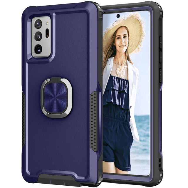 Heavy Duty Magnetic Case With Ring Grip For Samsung Galaxy Galaxy Note 10 / Blue CM20220509-B-02-Samsung Note 10-Blue+Black