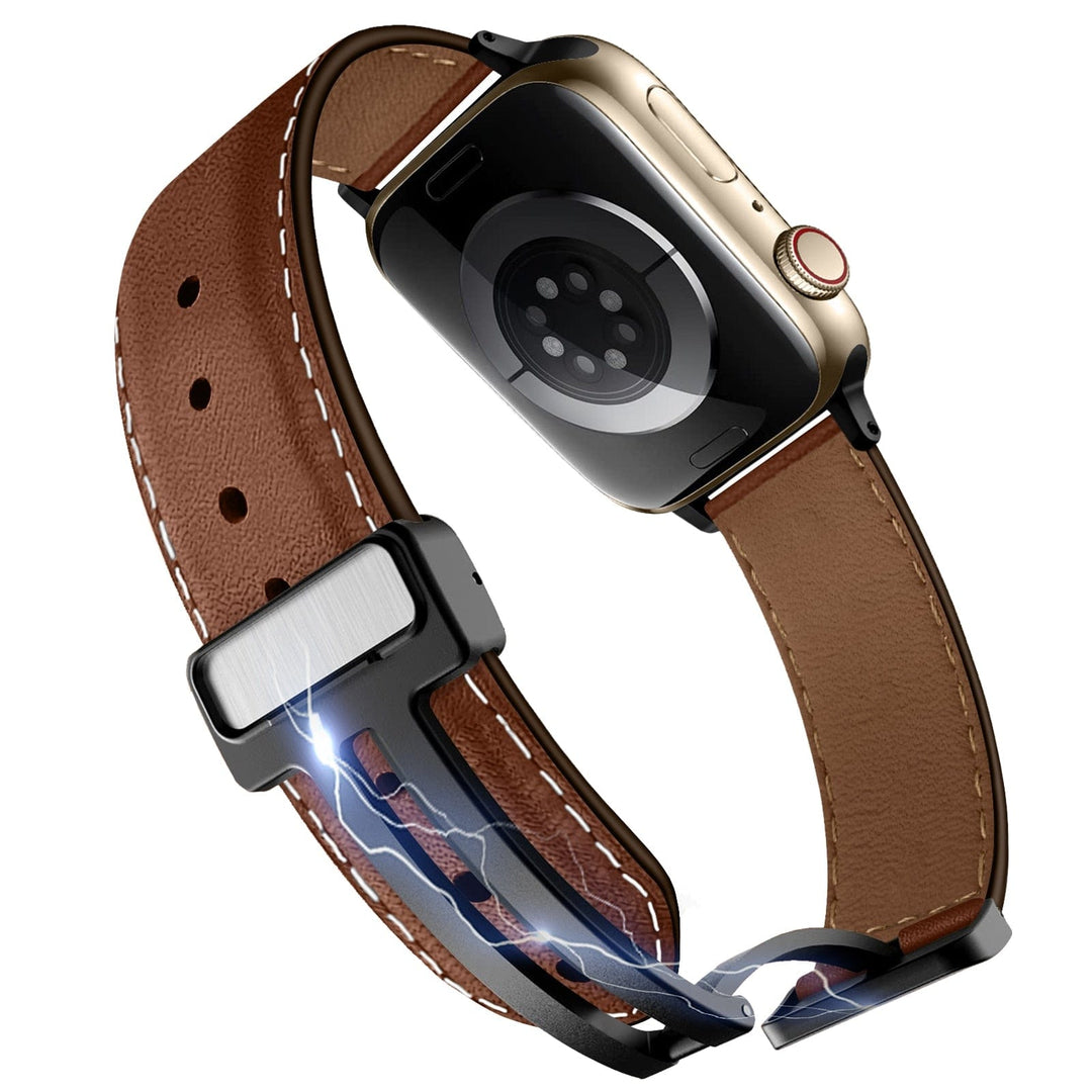 Magnetic Buckle Leather Watch Band